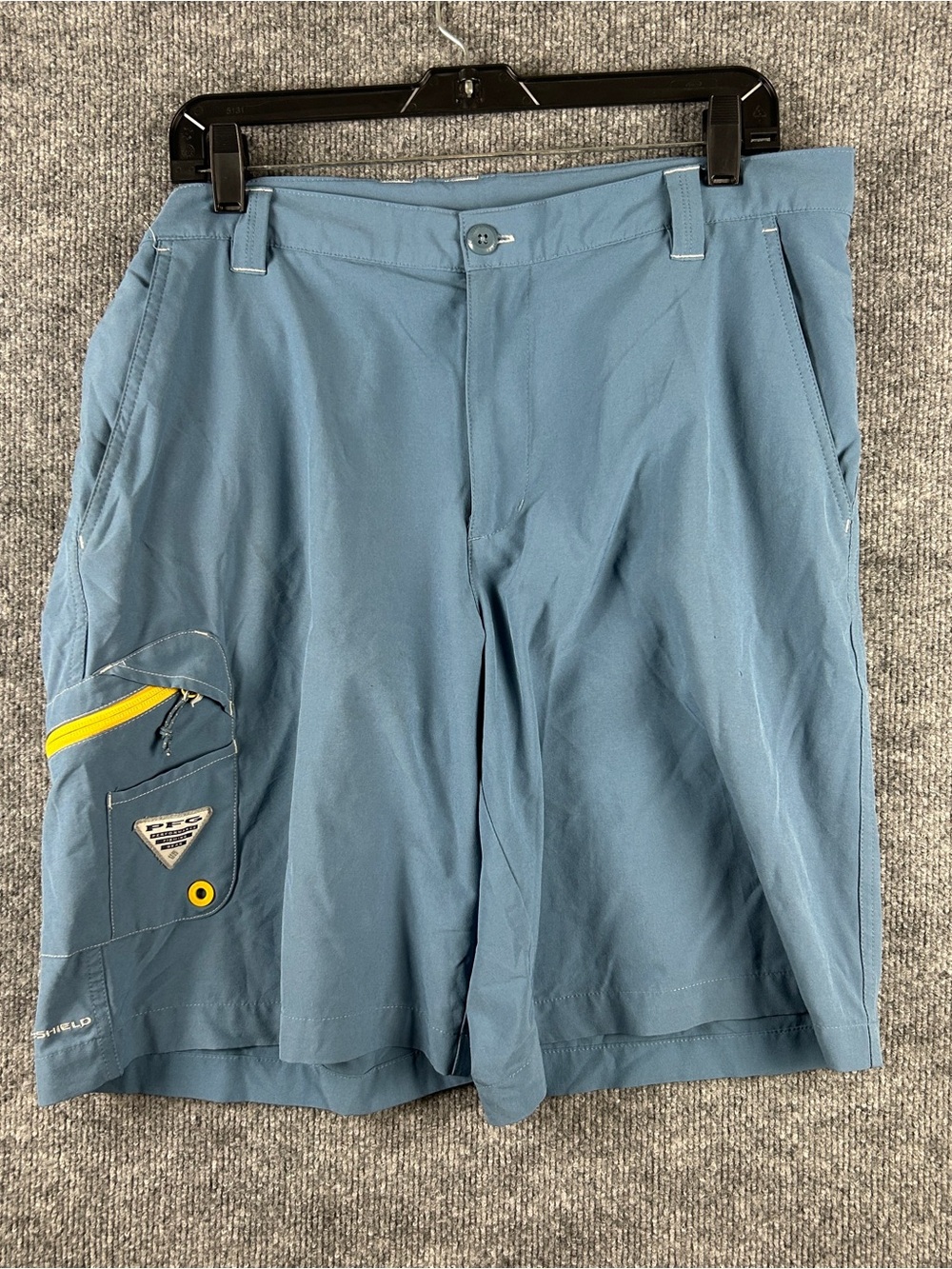 Columbia PFG Slate Blue Omni-Shield Stretch Cargo Fishing Shorts Size 36 Mens 10